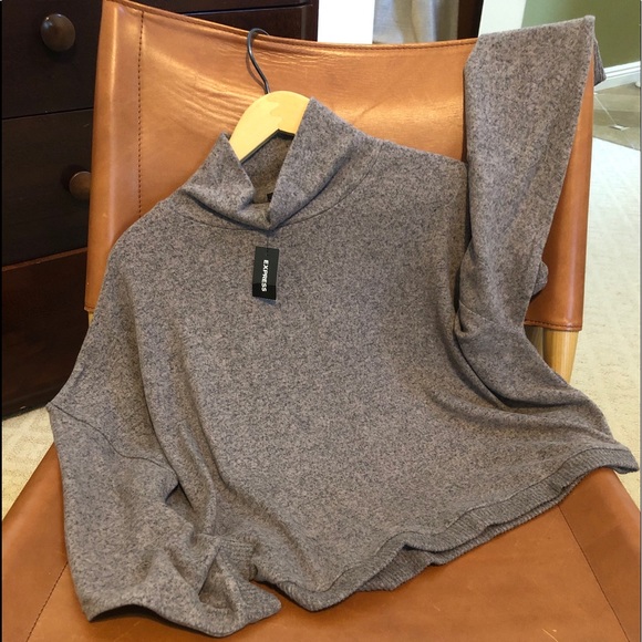 Express Soft Knit Mock Neck Sweatshirt - Picture 2 of 4